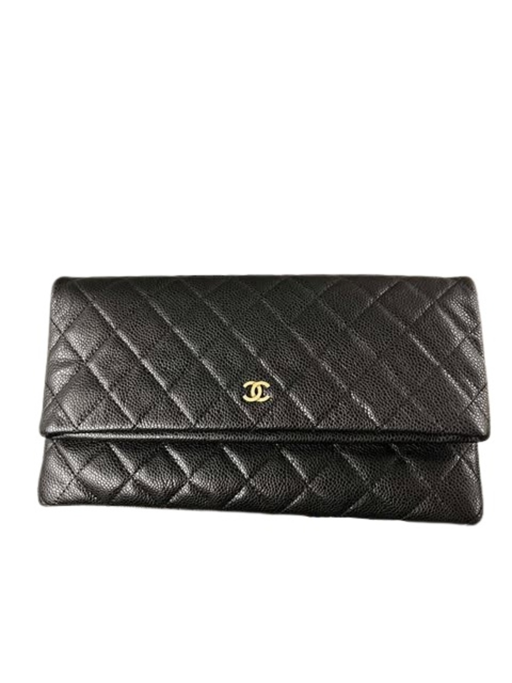 CHANEL Black Caviar Quilted CC Beauty Clutch